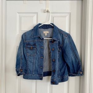 Loft Cropped Jean Jacket 3/4 sleeve